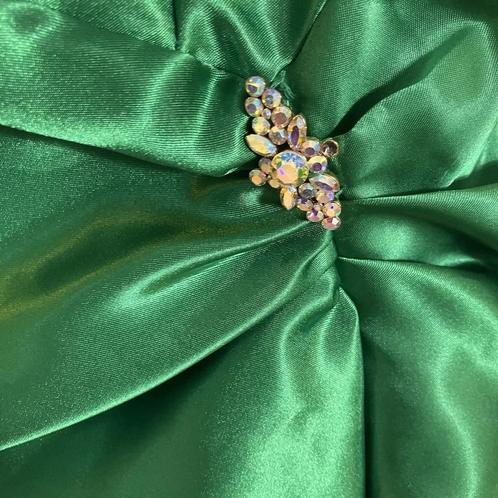 Vintage Jessica McClintock Gunne Sax Cocktail Strapless Dress Emerald Green Sz 5